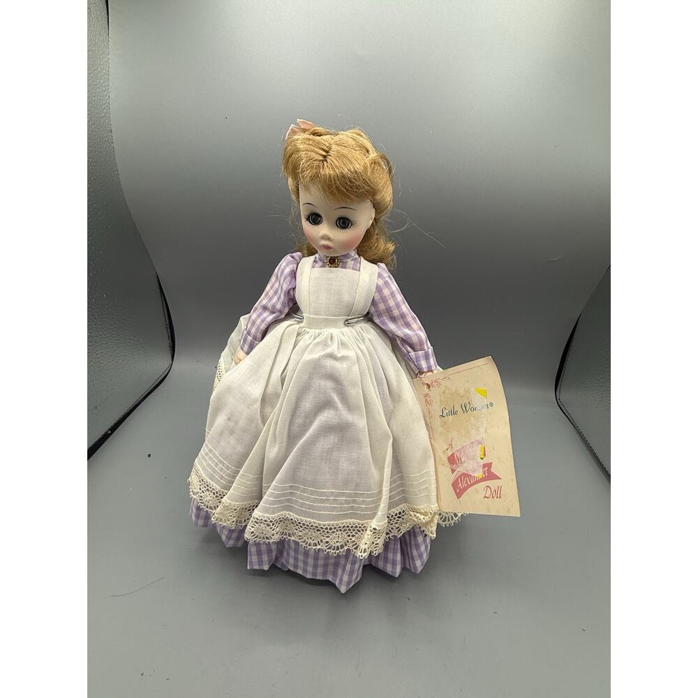 Vintage Madame Alexander Little Women Doll Meg Purple Dress Tagged 10”